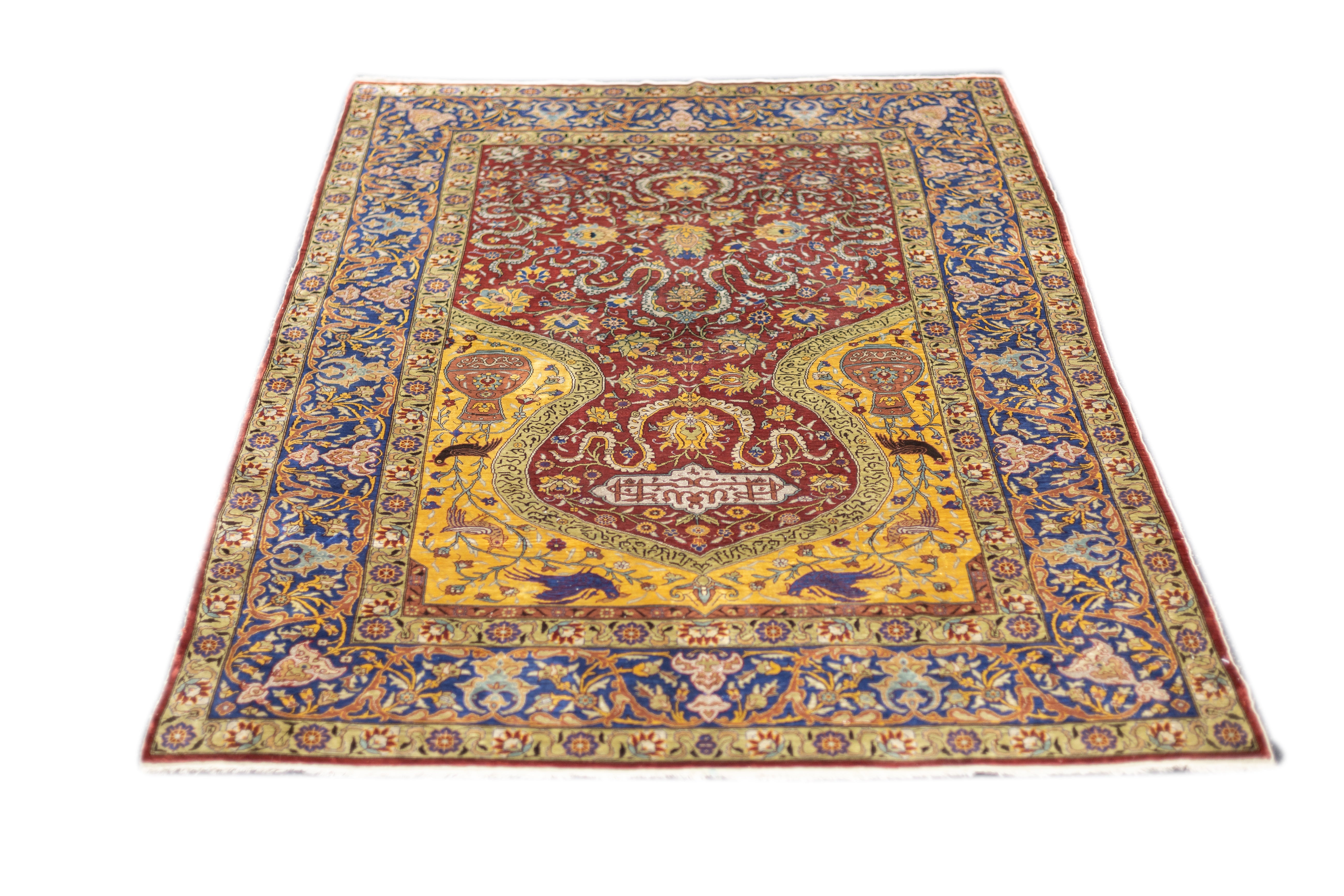 Antique Silk Hereke Rug 4' 4'' x 6' 3"