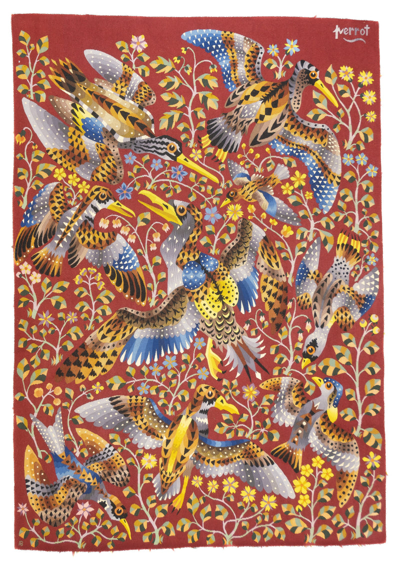 Fine Mid Century French Tapestry Signed Perrot 4' 10'' x 6' 10