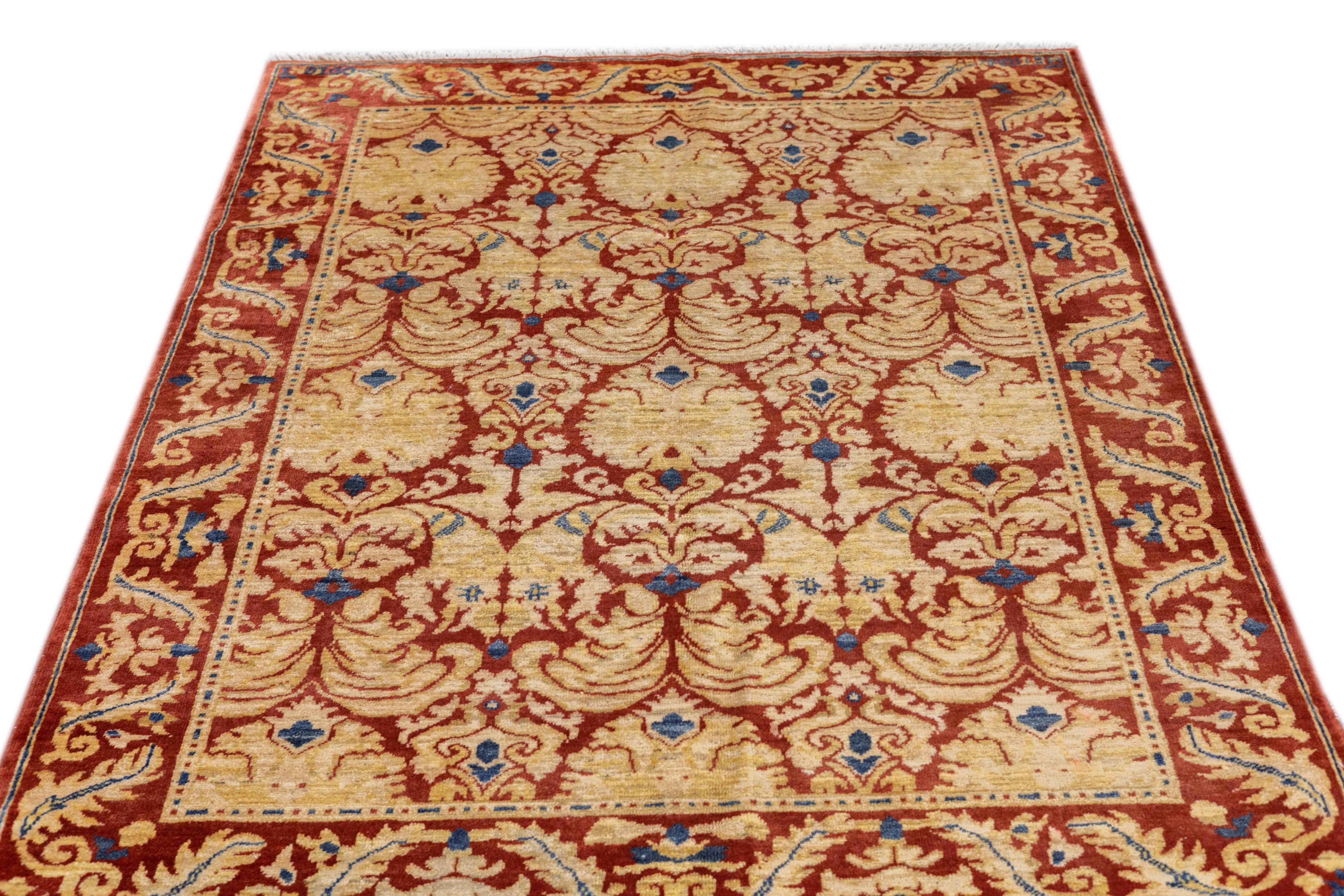 Fine Vintage Art & Craft Design Wool Rug 4'11'' x 6'6''