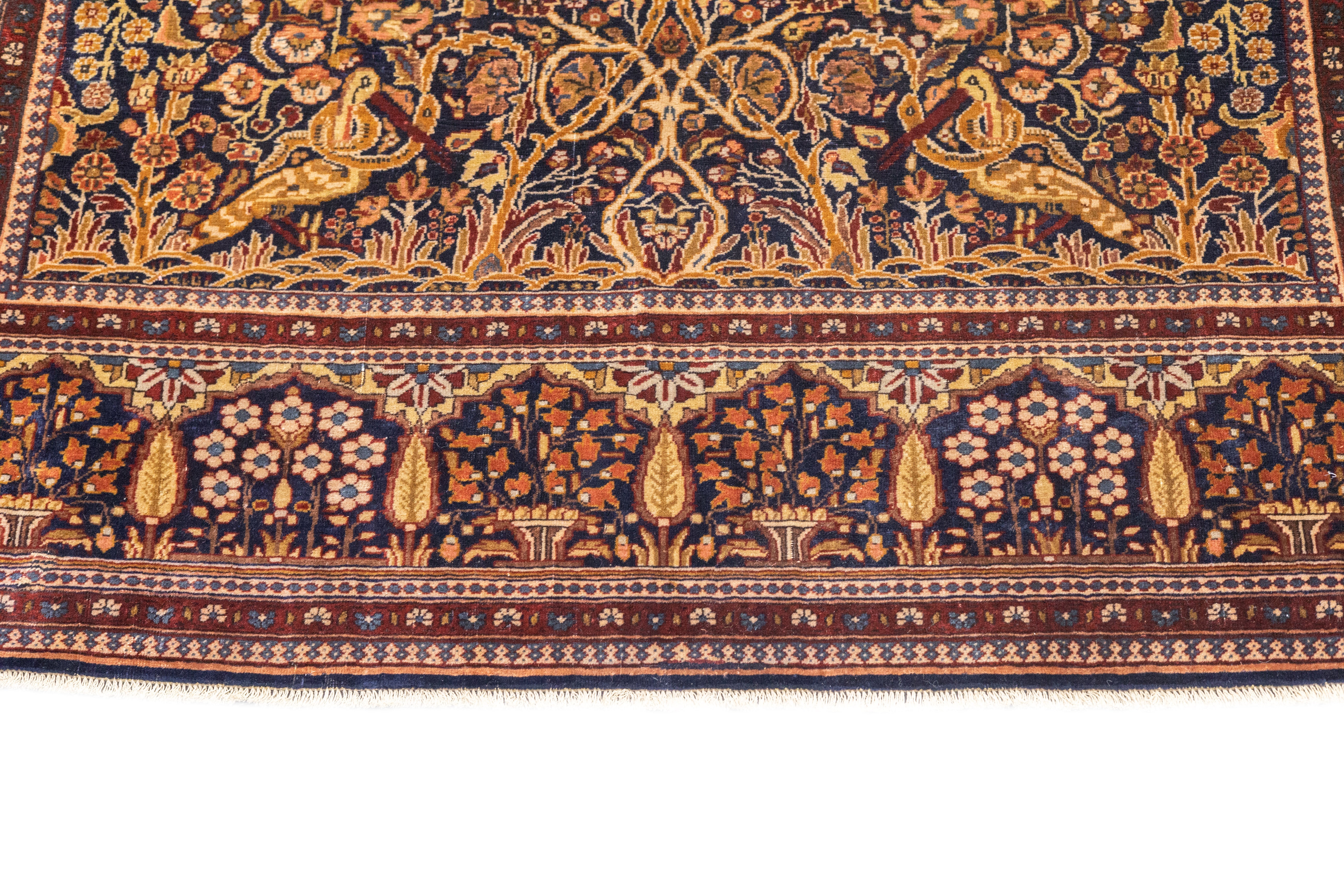 Antique Dabir Kashan Manchester Rug 5'0" x 6'11''