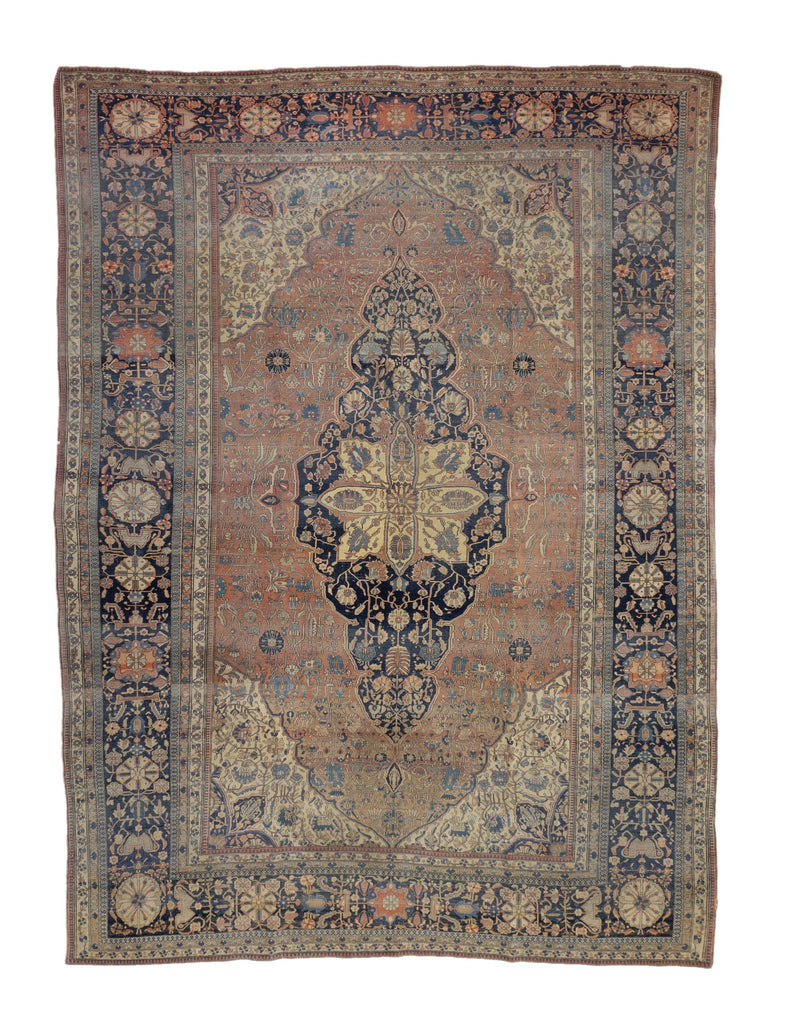 Antique Mohtasham Kashan Rug 7' 11'' x 11' 5''