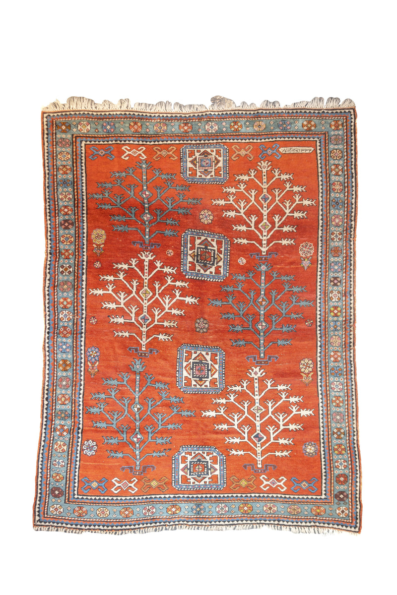 Antique Caucasian Tree Kazak Rug 5'10