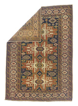 Antique Caucasian Lezgi Rug 3' 8" x 5' 3"
