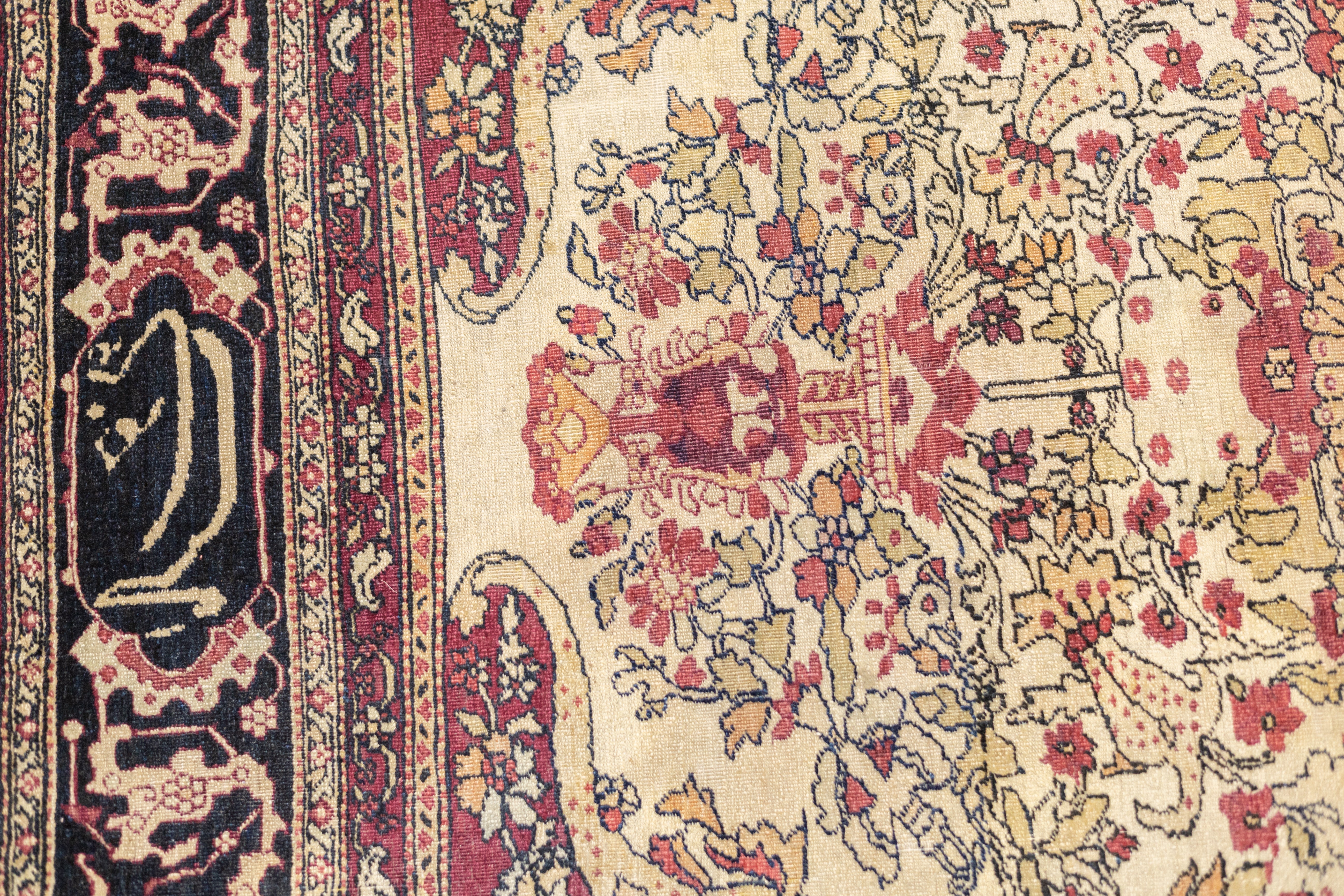 Fine Antique  Lavar Kerman SIgned by Master Weaver Rug 4'6" x 6'8"