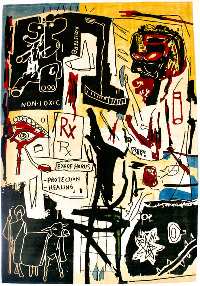 Fine French Wool Rug After Basquiat 6'8