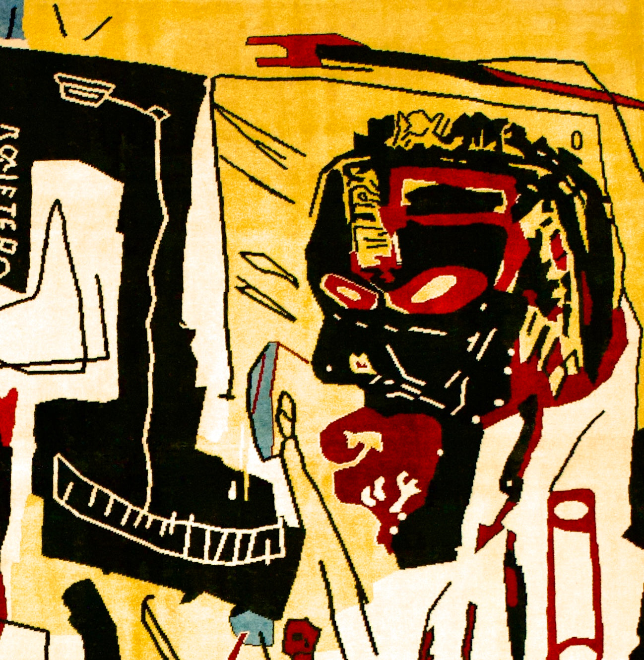 Fine French Wool Rug After Basquiat 6'8" x 9' 8"