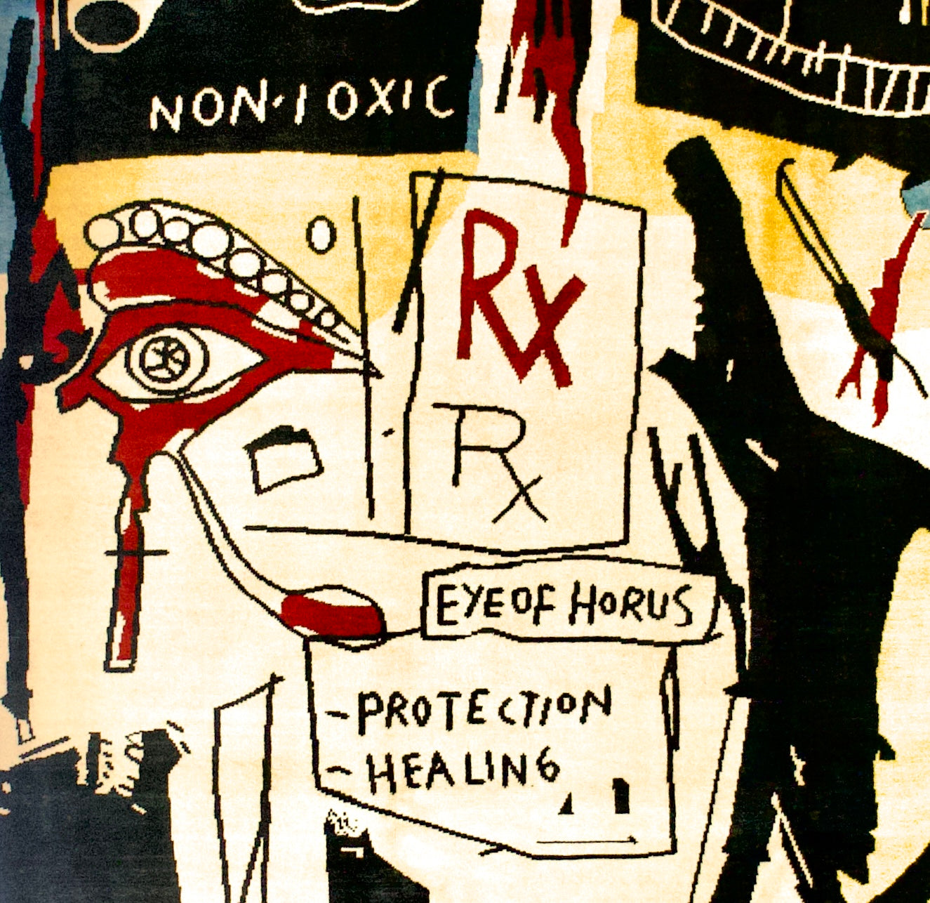 Fine French Wool Rug After Basquiat 6'8" x 9' 8"