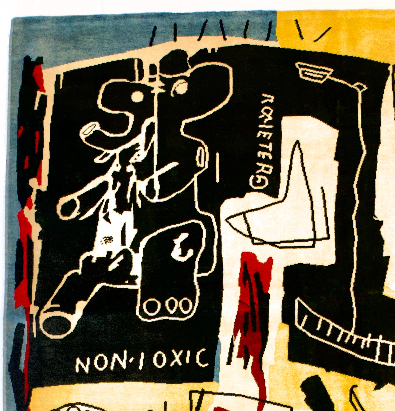 Fine French Wool Rug After Basquiat 6'8" x 9' 8"