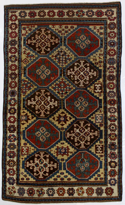 Fine Antique Caucasian Mogul Kazak Rug 4' 7