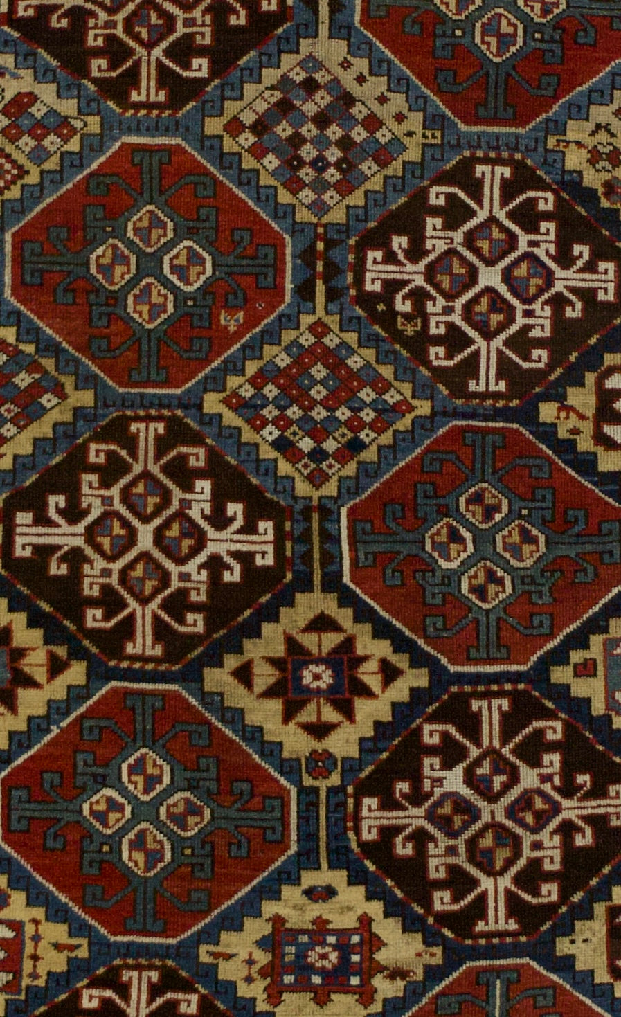 Fine Antique Caucasian Mogul Kazak Rug 4' 7" x 7' 7"