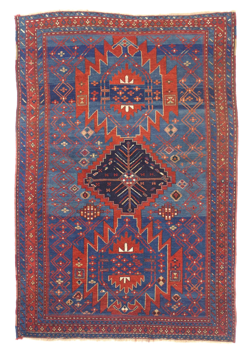 Antique Caucasian Kazak Rug 4'9