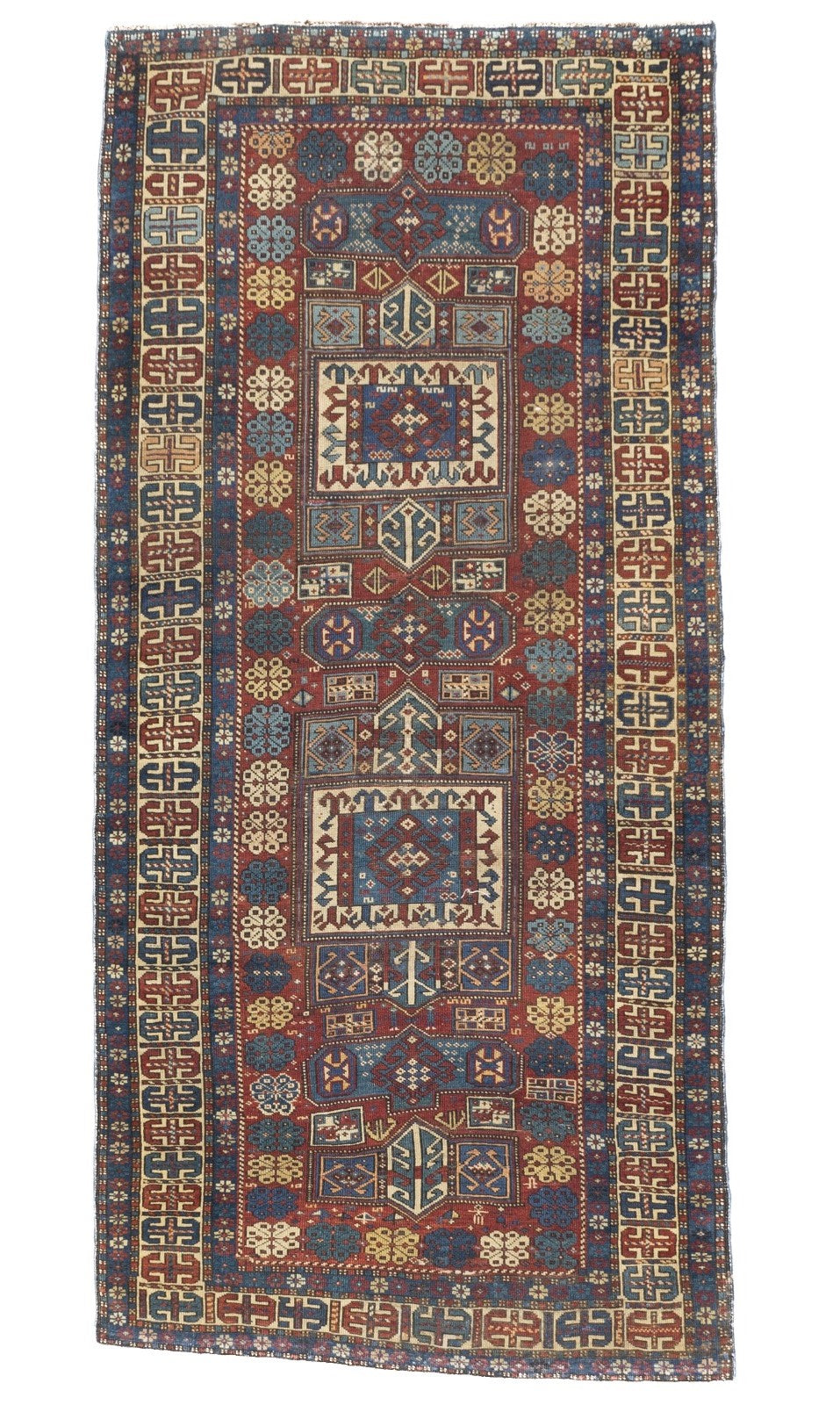 Antique Caucasian Kuba Rug 3' 7'' x 7' 7"