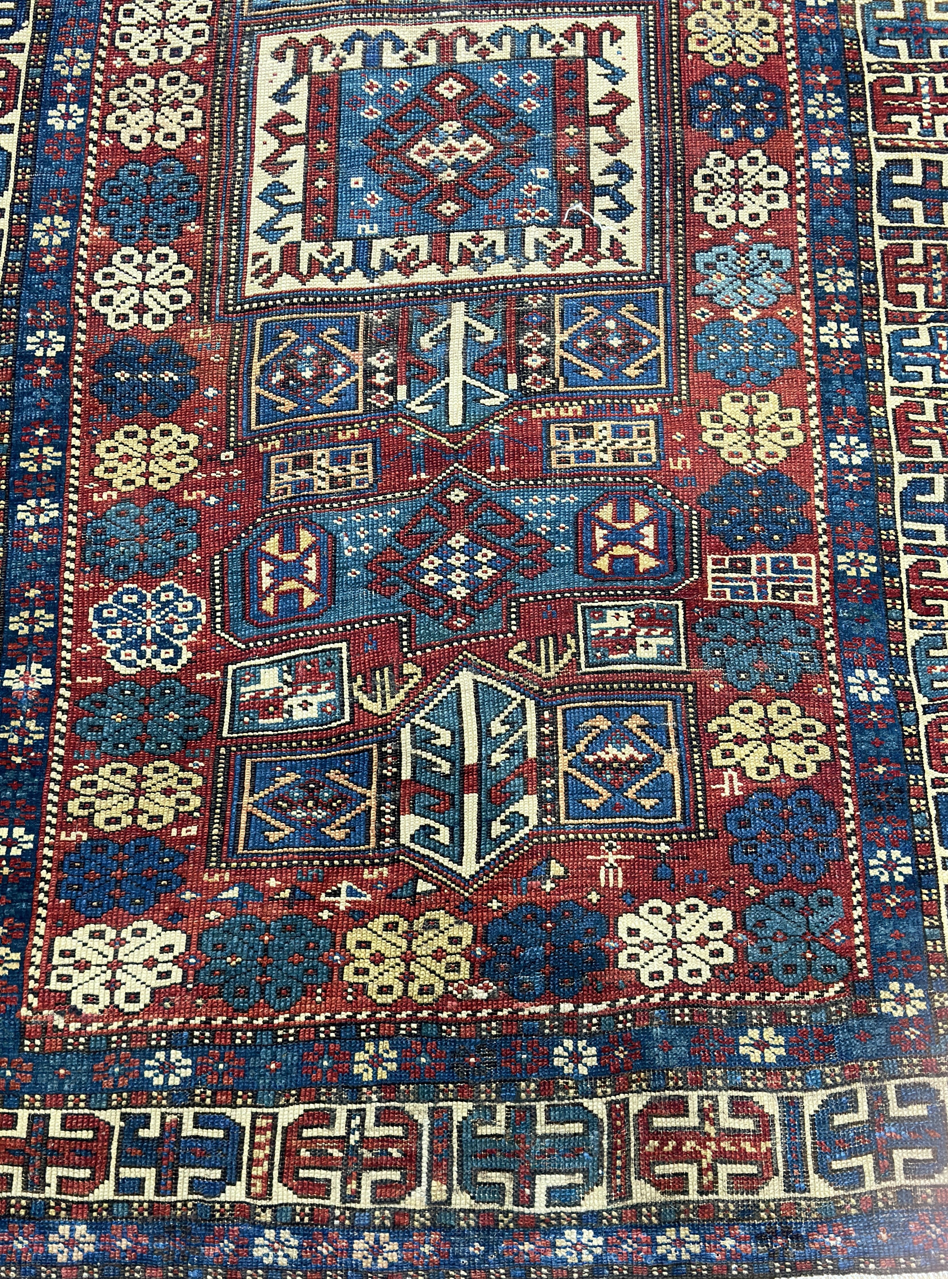 Antique Caucasian Kuba Rug 3' 7'' x 7' 7"