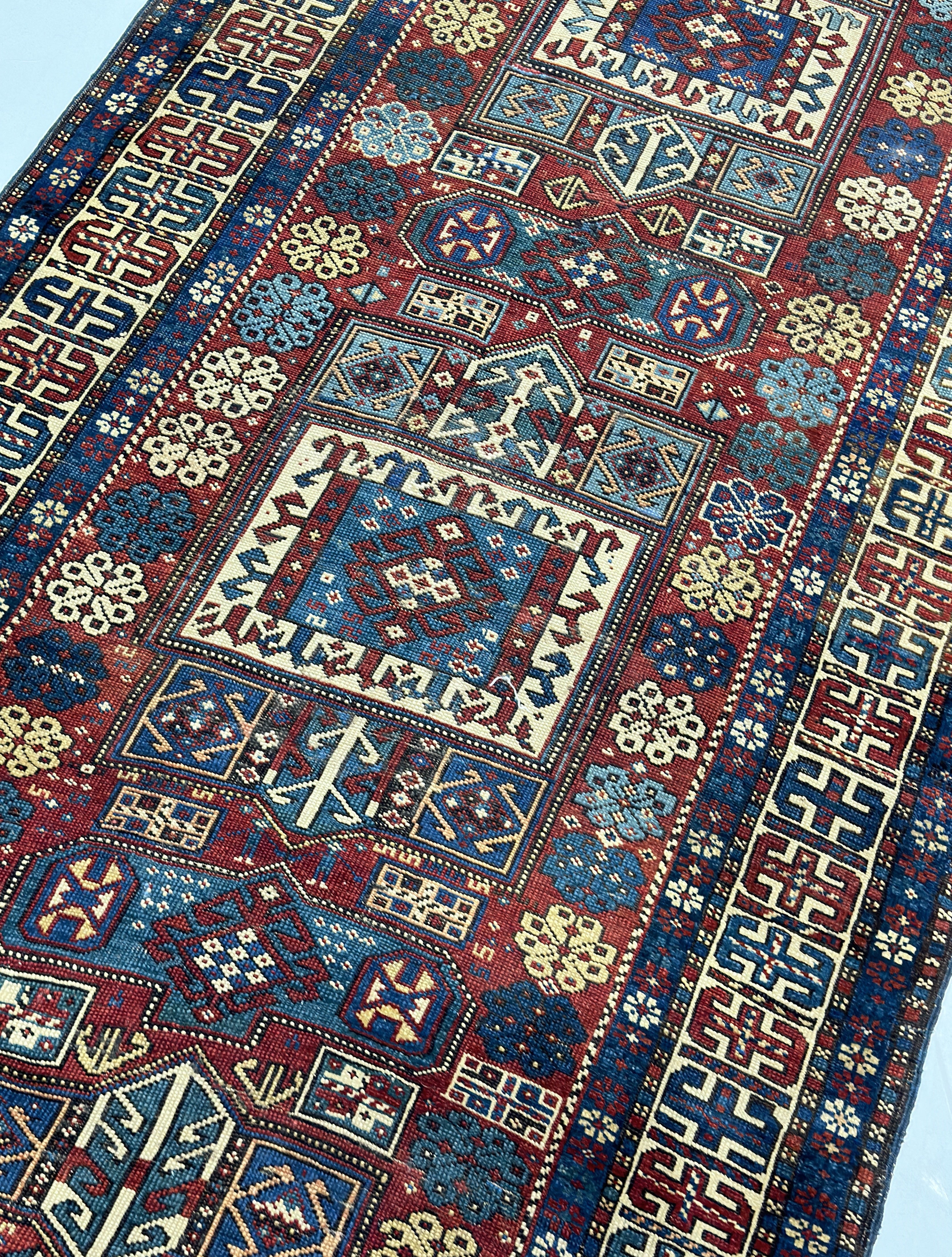 Antique Caucasian Kuba Rug 3' 7'' x 7' 7"