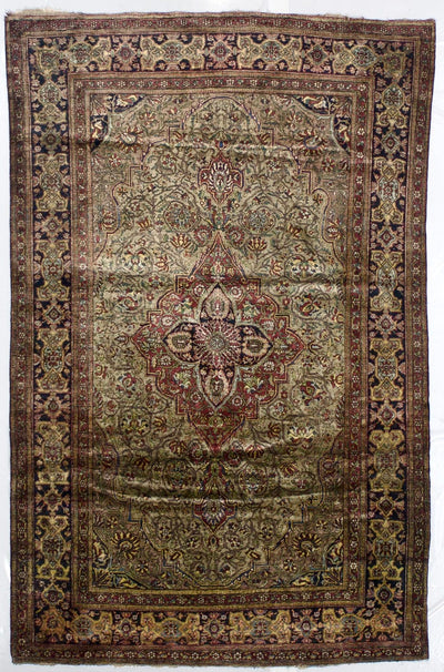 Extremely Fine Antique Silk  Mohtasham Kashan Woven by a master weaver Rug 4'7