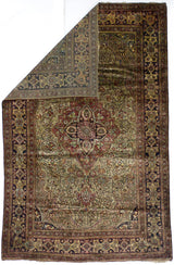 Extremely Fine Antique Silk  Mohtasham Kashan Woven by a master weaver Rug 4'7" x 7' 2"