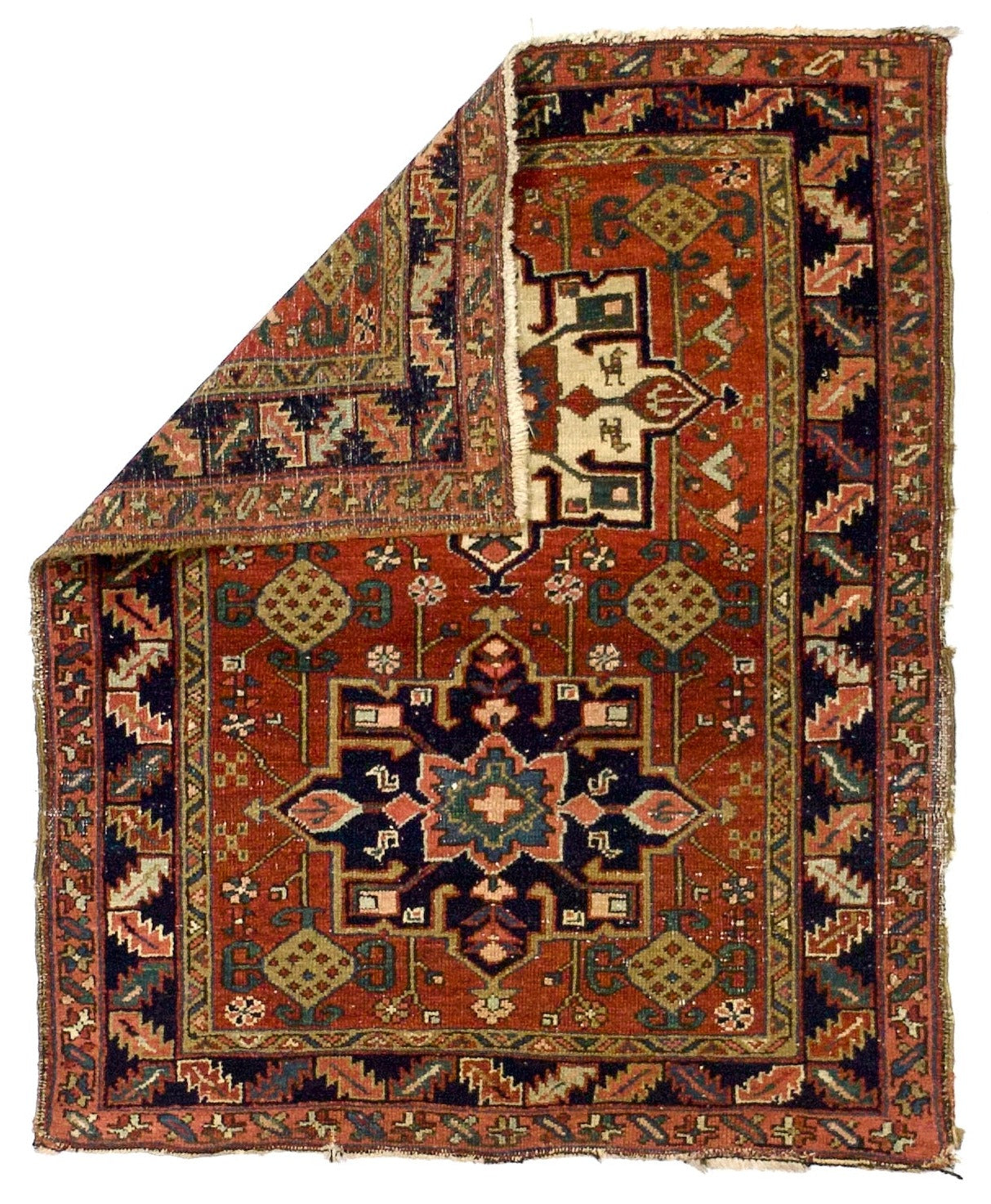 Fine Antique Heriz Karajeh Rug 3' 4" x 4' 2"