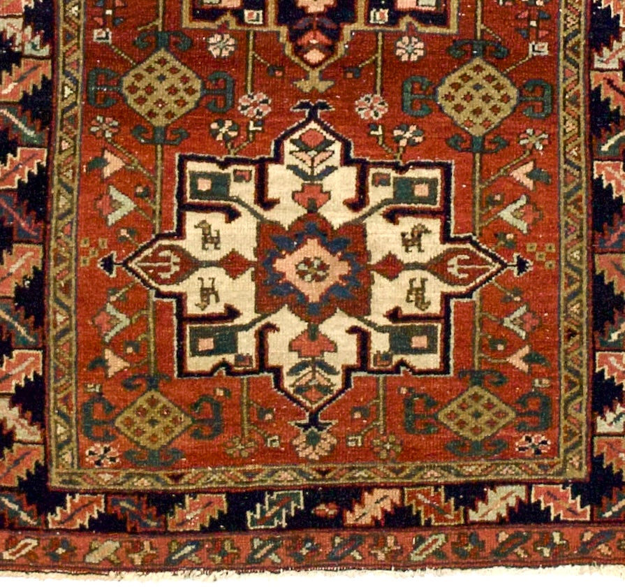 Fine Antique Heriz Karajeh Rug 3' 4" x 4' 2"
