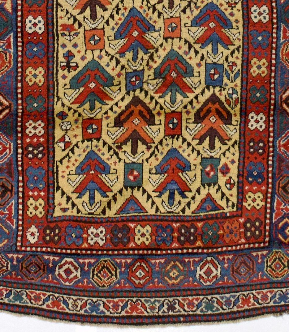 Fine Antique Caucasian Ganjeh Kazak Rug 3' 10" x 9' 3''