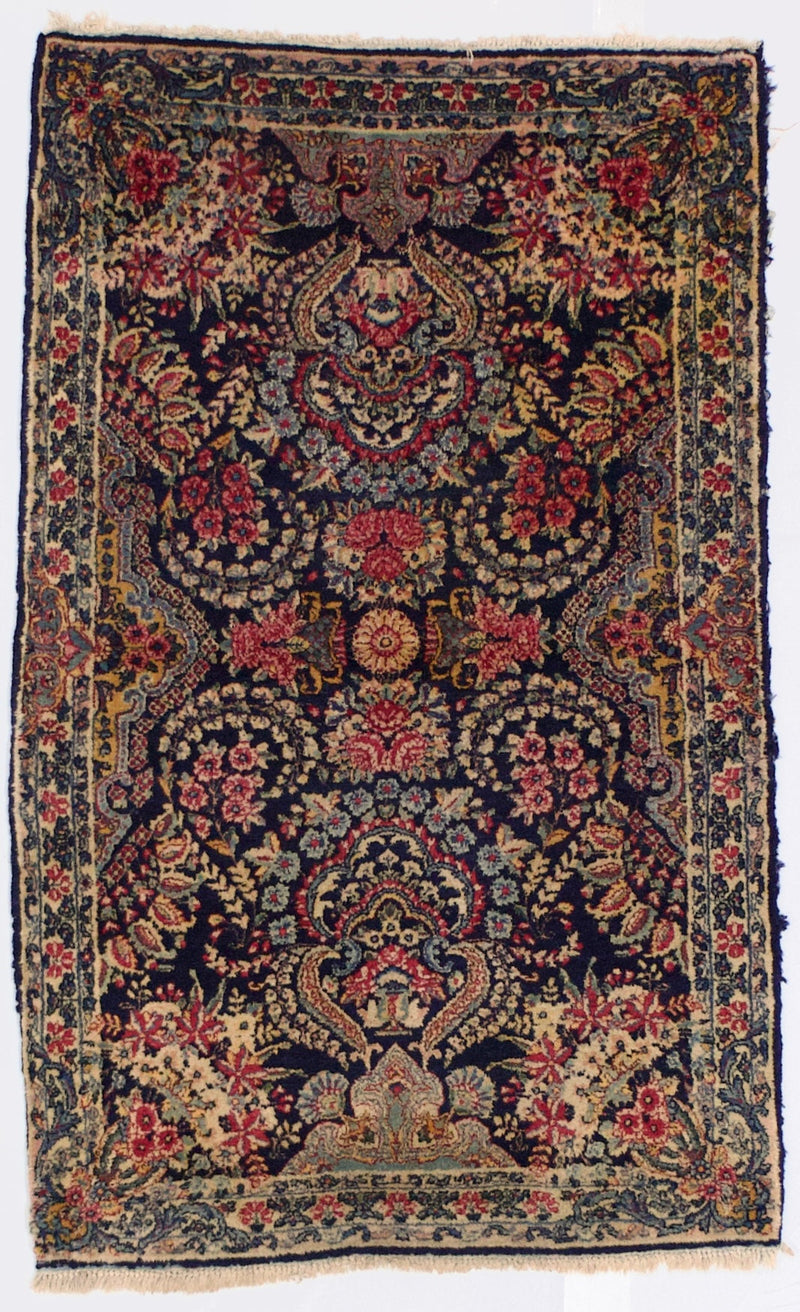Antique  Lavar Kerman 1 of pair Rug 3' 0