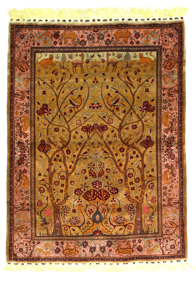 Antique Silk  Kashan Tree of Life Rug 4' 8