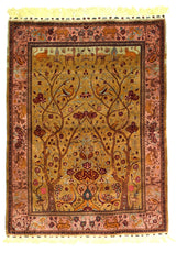 Antique Silk  Kashan Tree of Life Rug 4' 8" x 6' 4"