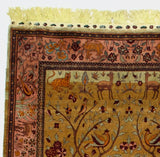 Antique Silk  Kashan Tree of Life Rug 4' 8" x 6' 4"