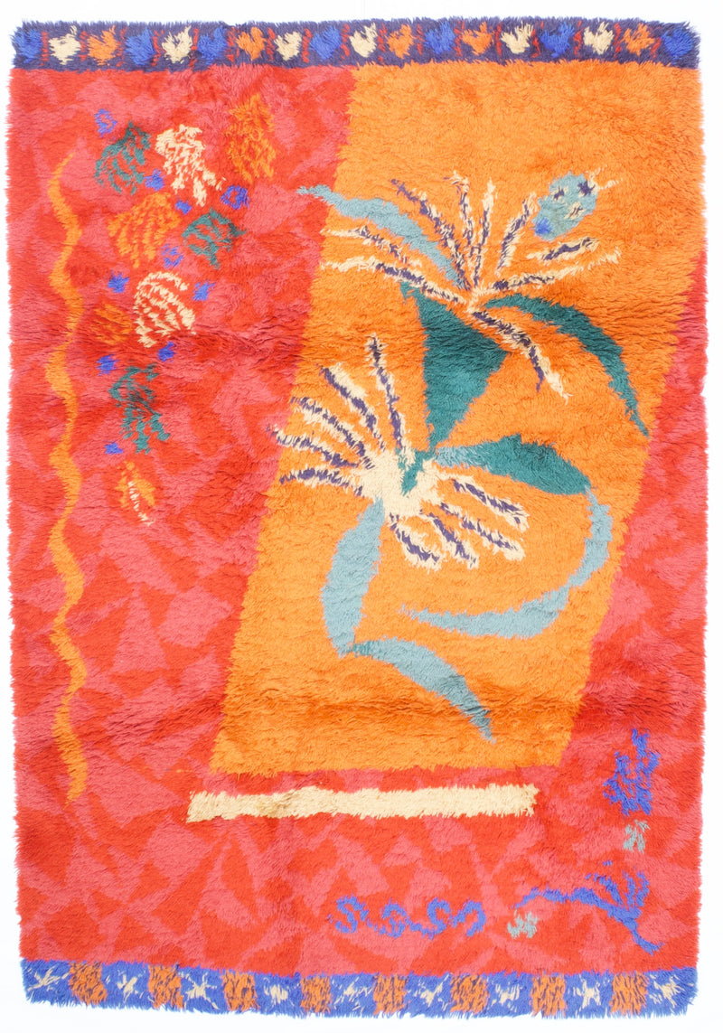 Scandinavian Artistic Mid Century Wool Rug 5' 7