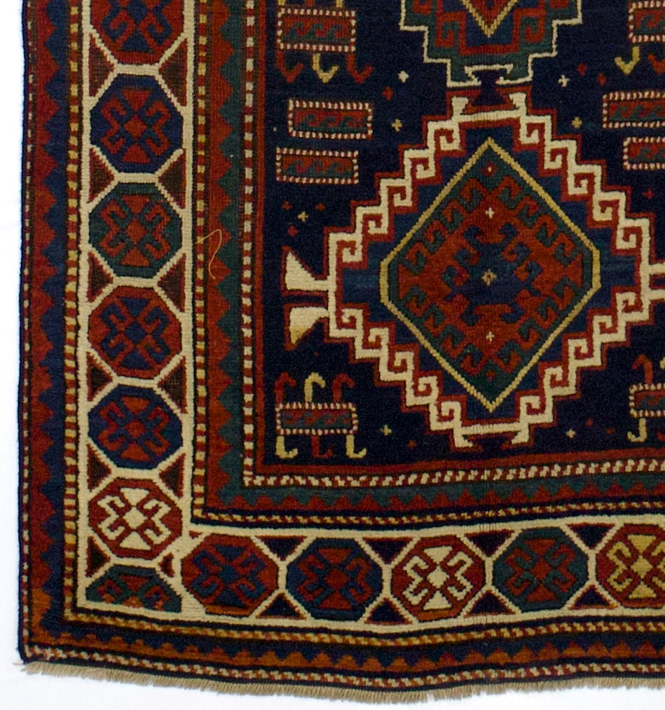 Antique Caucasian Kazak Rug 4' 2" x 7' 8''
