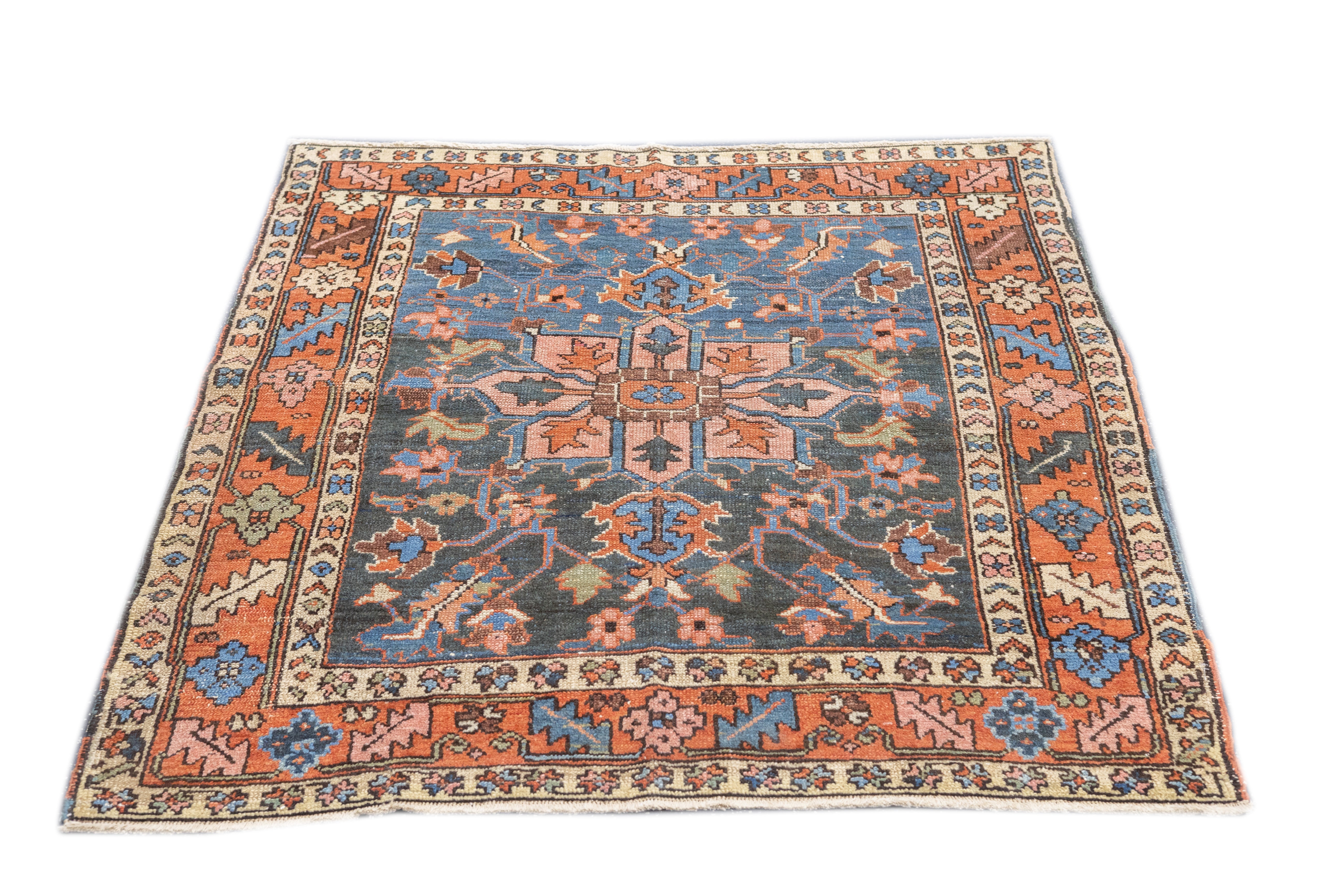 Antique Heriz Rug 4'0" x 4'5''
