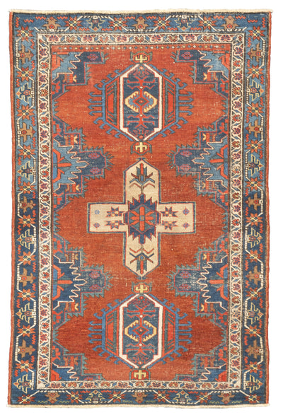 Antique  Heriz Rug 3'10'' x 4'5''