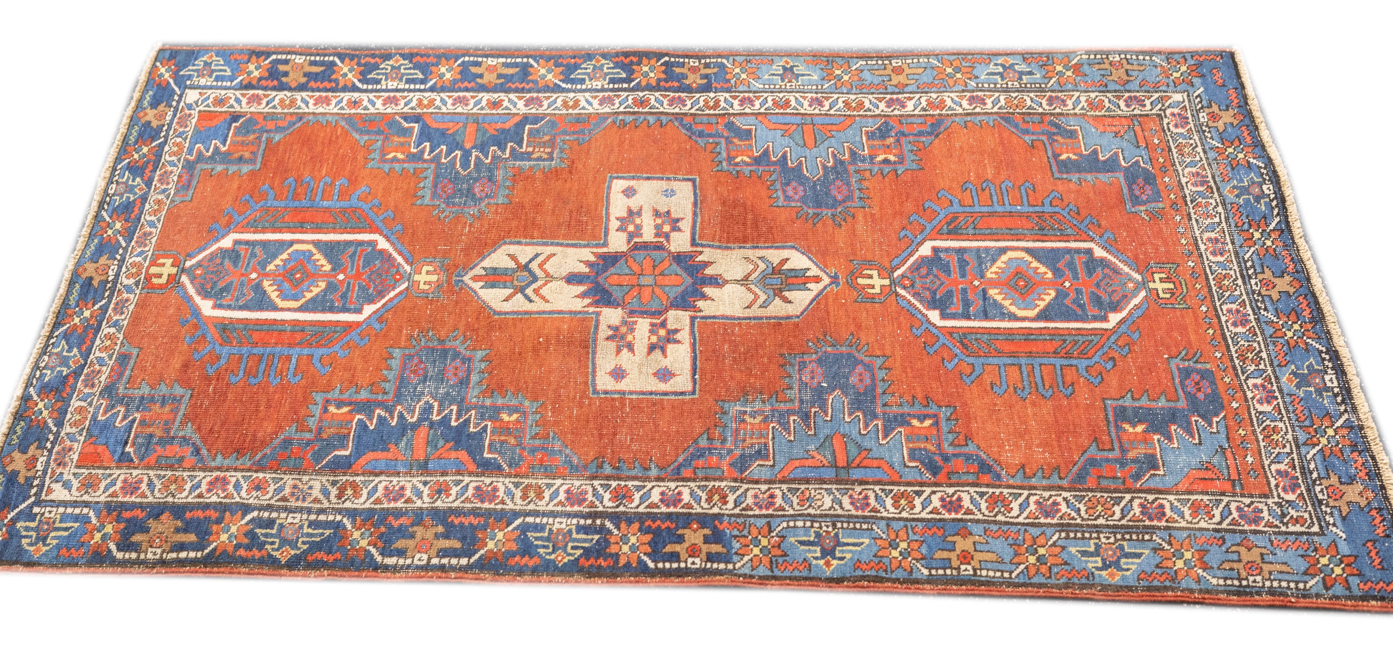 Antique  Heriz Rug 3'10'' x 4'5''