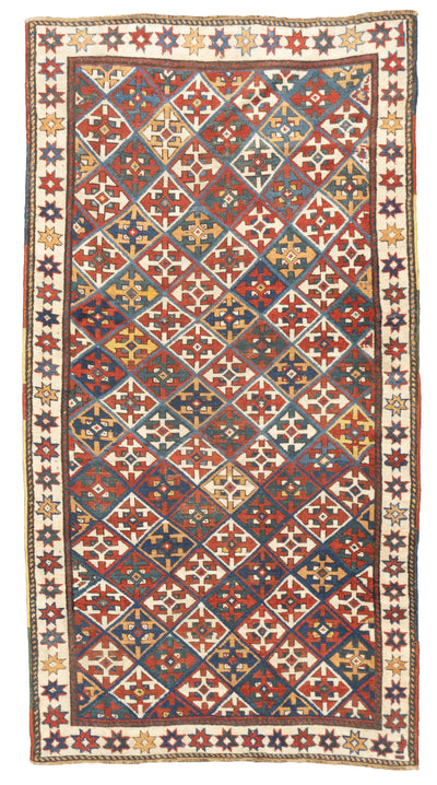 Antique Caucasian Kazak Rug 3'9'' x 7'2''