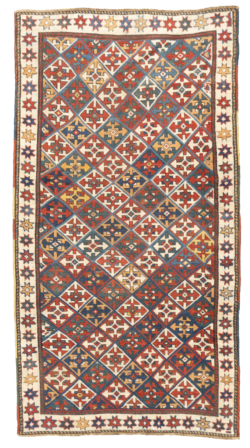 Antique Caucasian Kazak Rug 3'9'' x 7'2''