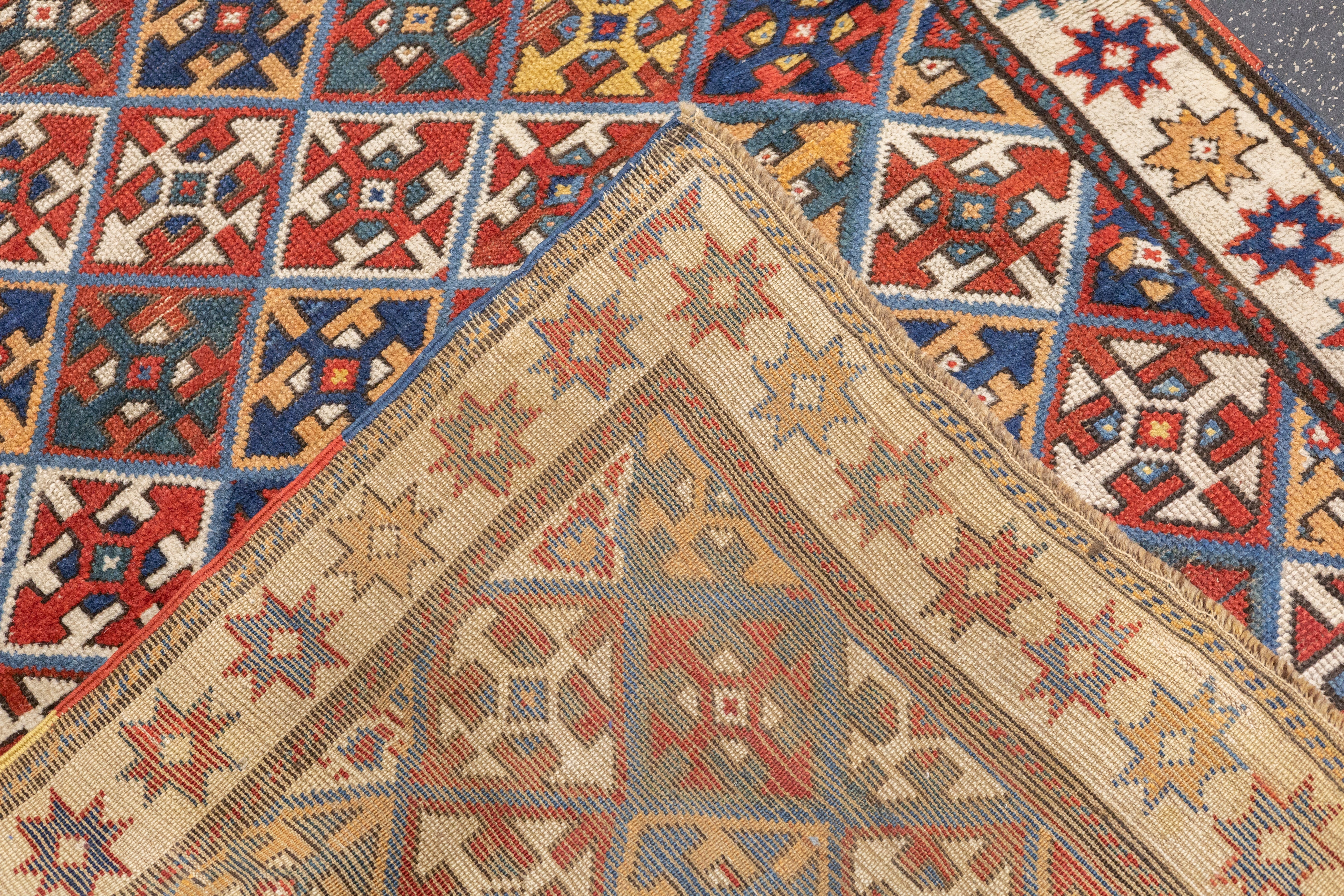 Antique Caucasian Kazak Rug 3'9'' x 7'2''