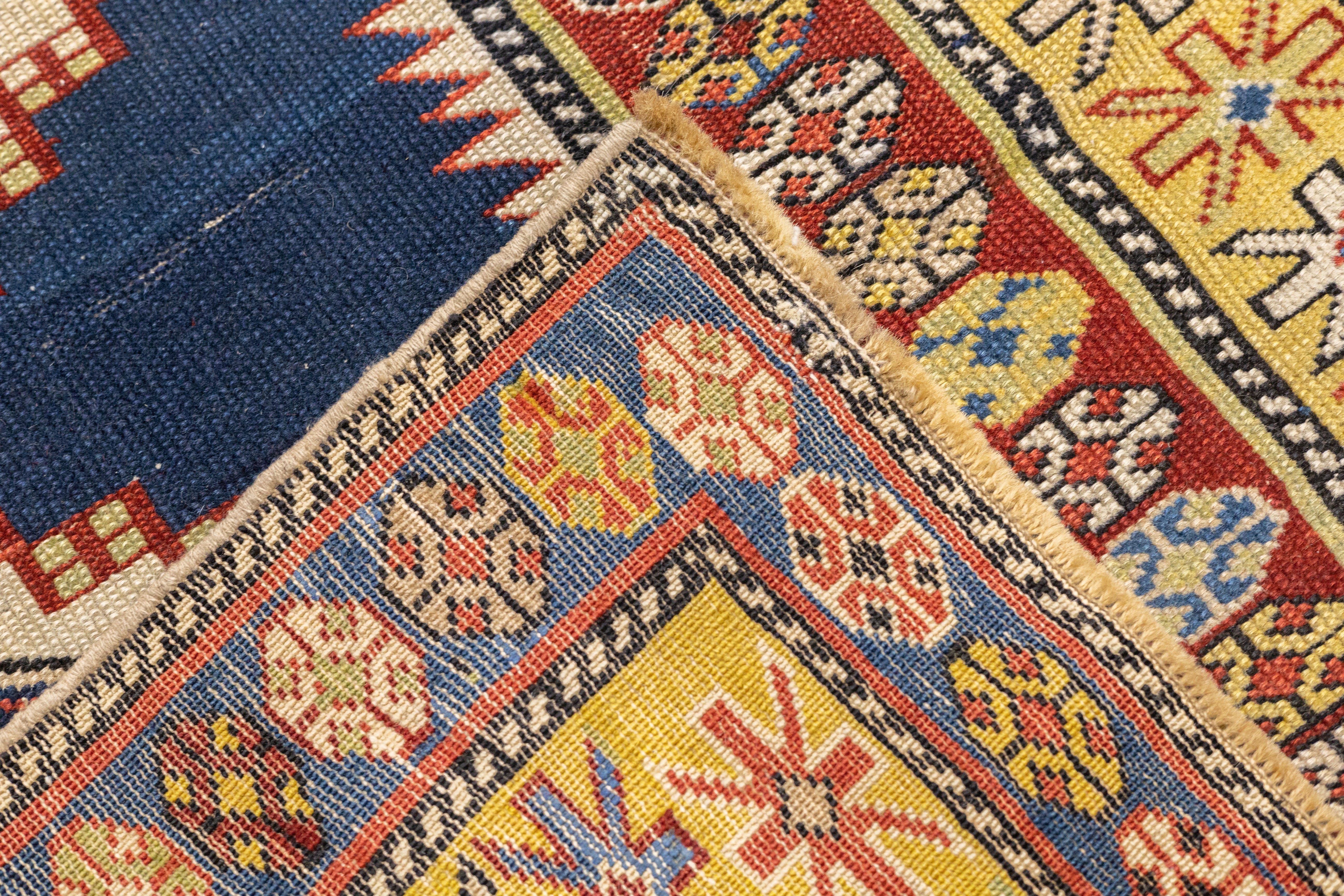 Antique Kuba Shriven Rug 3' 4" x 4' 11"