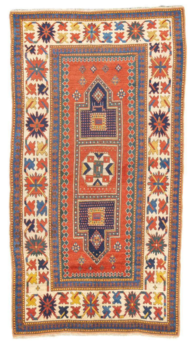 Antique Caucasian Borchelou Kazak Rug 4'8'' x 8'6''