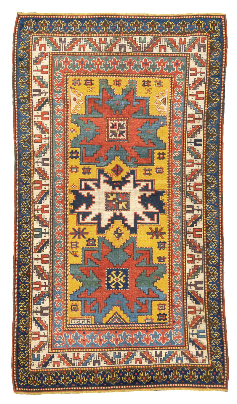 Antique Caucasian Lezgi Rug 4'2'' x 7'6''