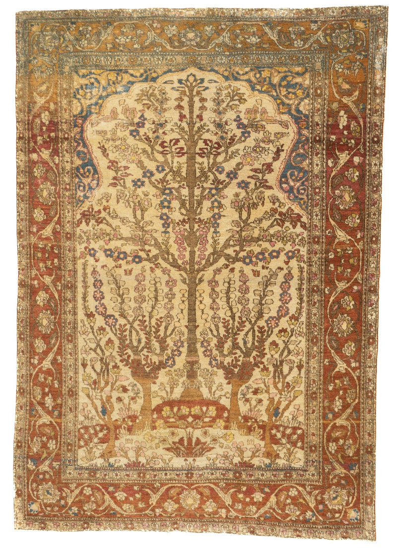 Antique  Tehran Rug 4' 3'' x 6' 3''