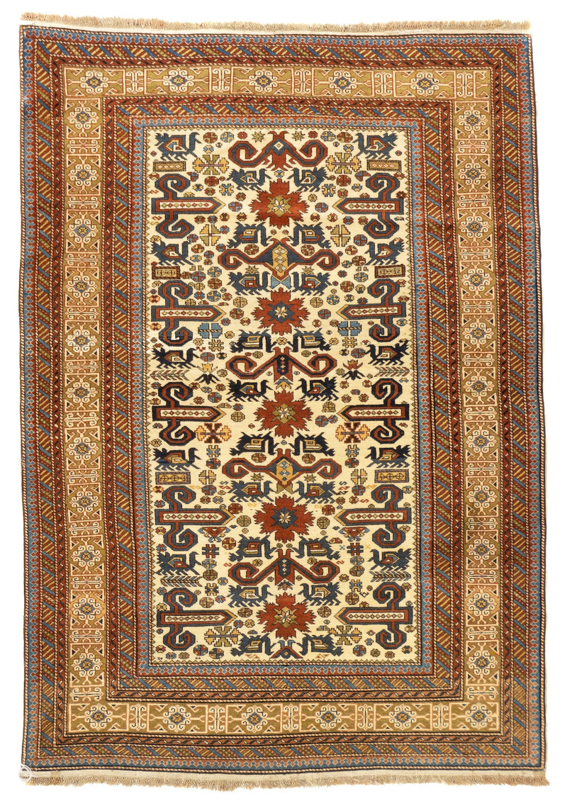 Antique Caucasian Perpedil Rug 4'4'' x 6'2''