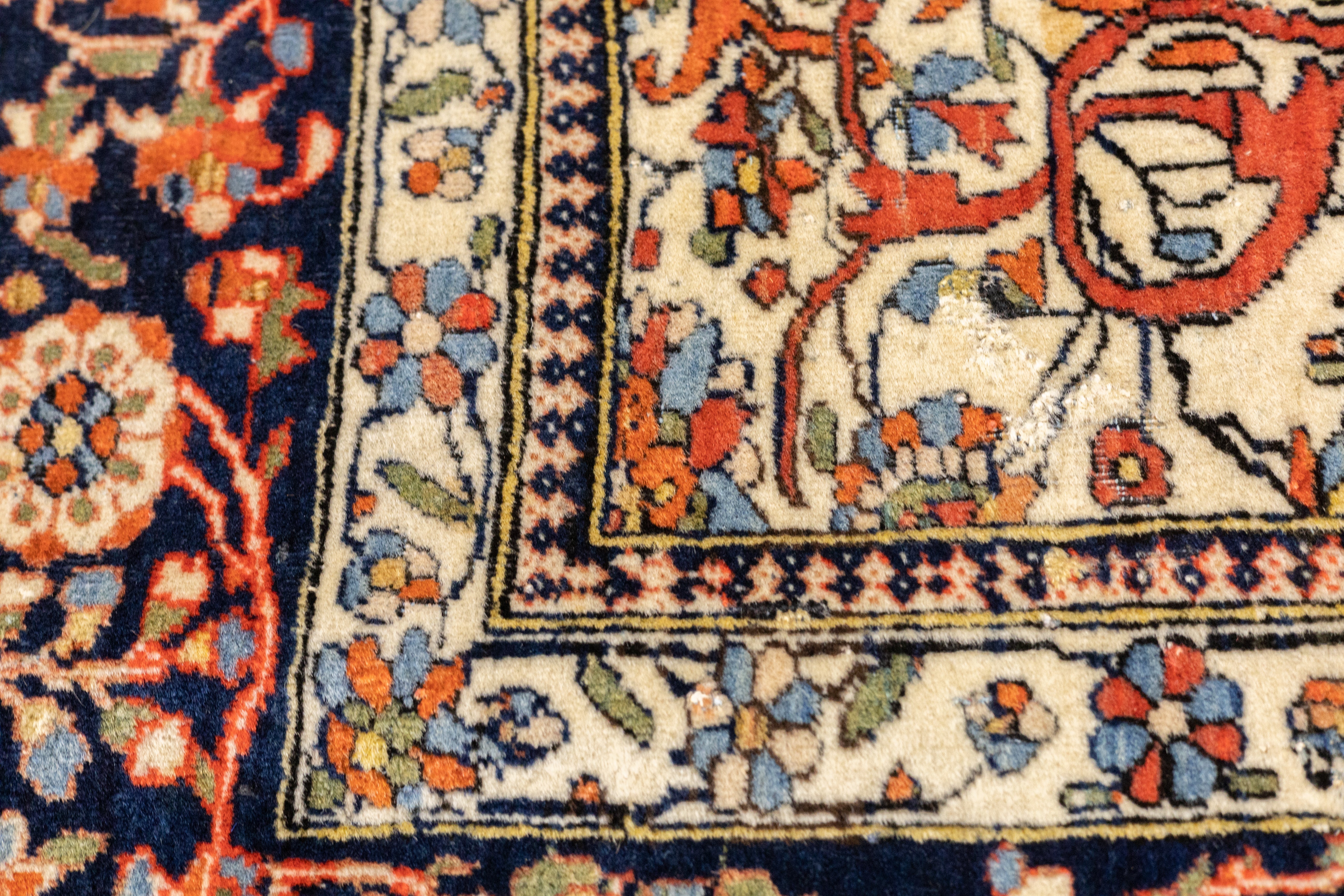 Antique Mohtasham Kashan Rug 4' 3" x 6' 5"
