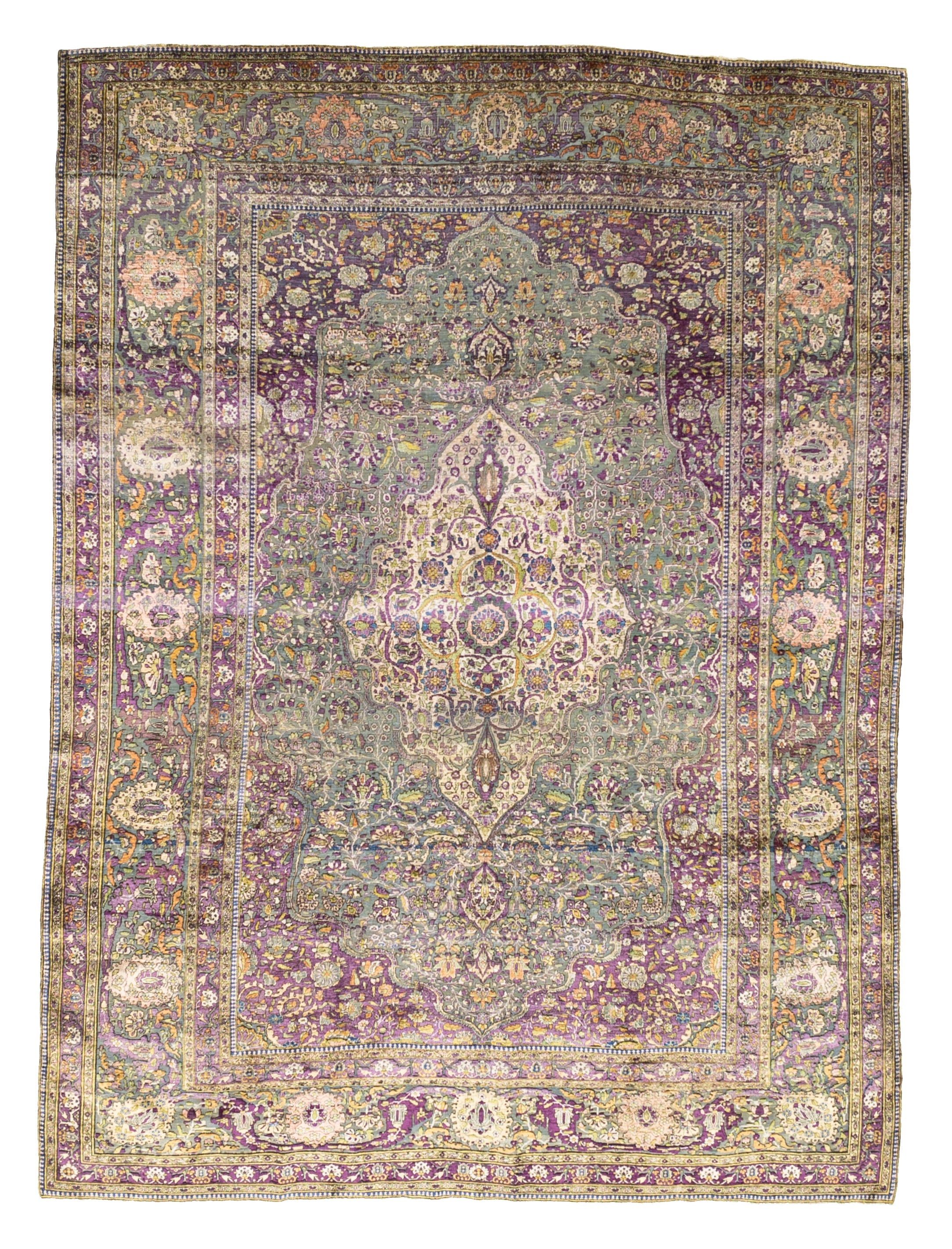 Fine Antique Silk Rug 7' 5" x 10' 0"