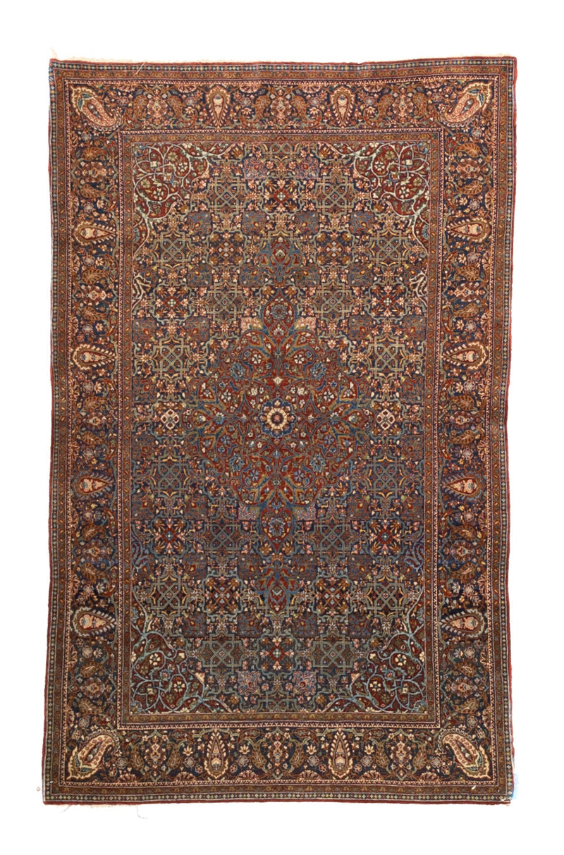 Antique Persian Dabir Kashan Rug 4' 2