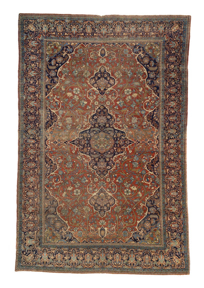 Antique Mohtasham Kashan Rug 4'4