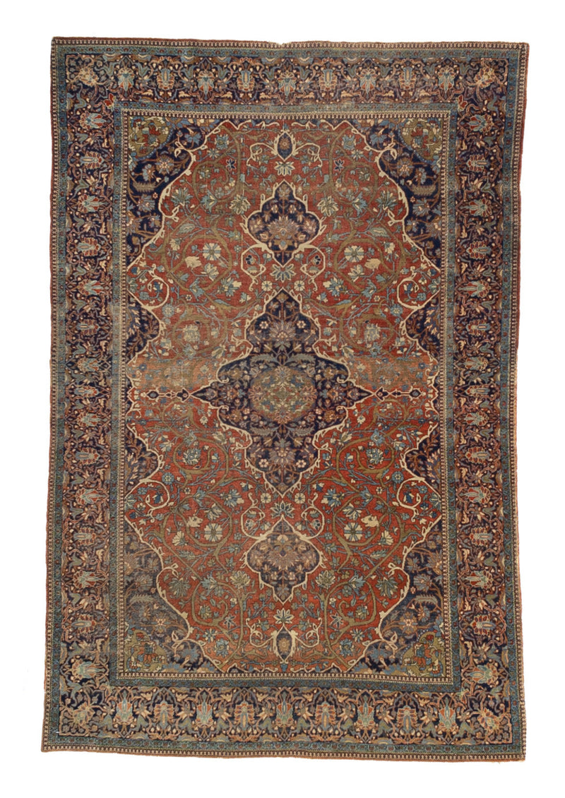 Antique Mohtasham Kashan Rug 4'4