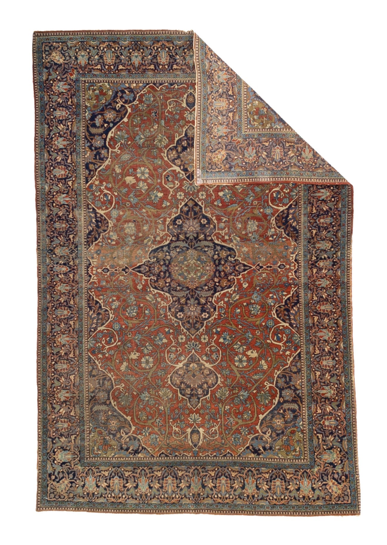 Antique Mohtasham Kashan Rug 4'4" x 6' 9"