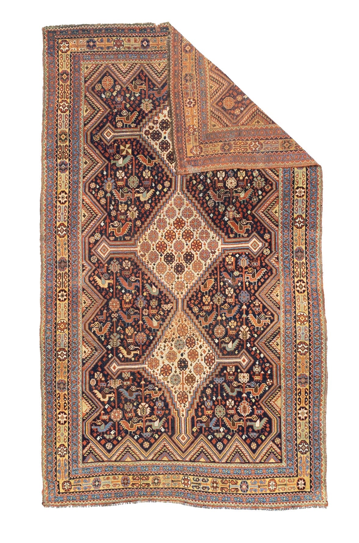 Antique  Qashqai Rug 4'5" x 7' 7"