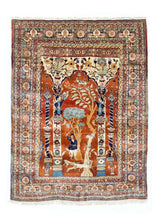 Antique  Silk Heriz Rug 4' 6'' x 6' 0"