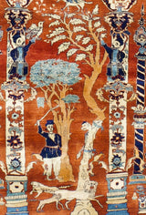 Antique  Silk Heriz Rug 4' 6'' x 6' 0"