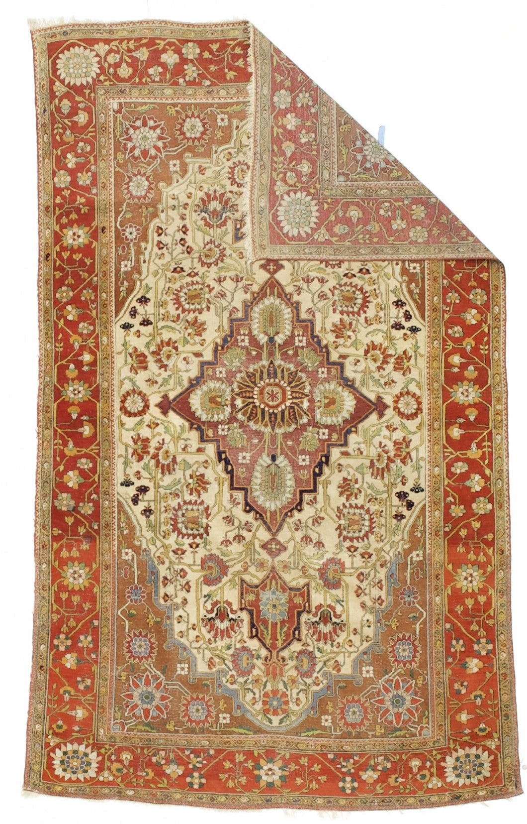 Antique  Mohtasham Kashan Rug 4' 2'' x 7' 1''